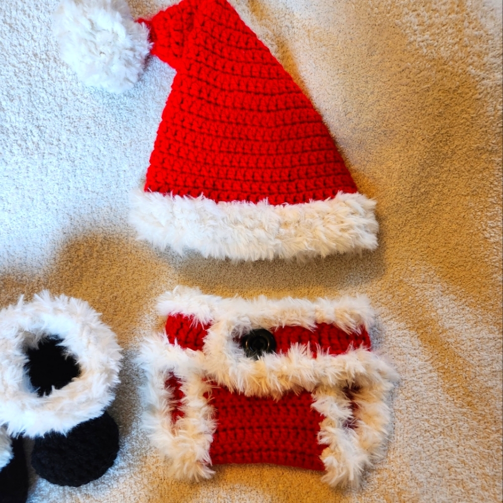 Crochet baby santa outfit